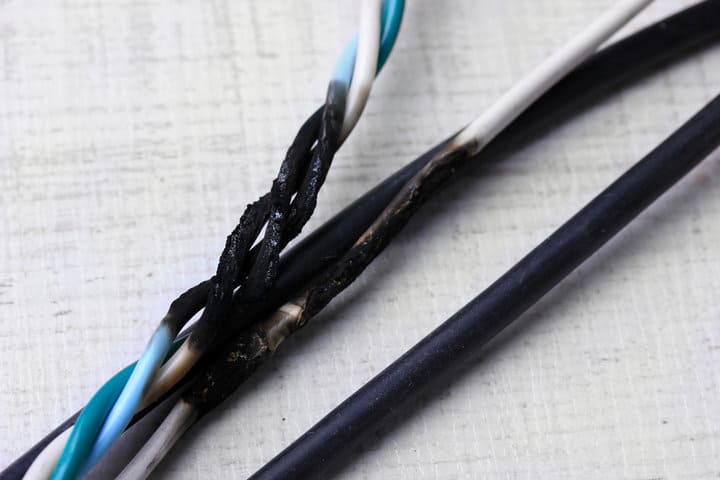 Short circuit, burnt cable