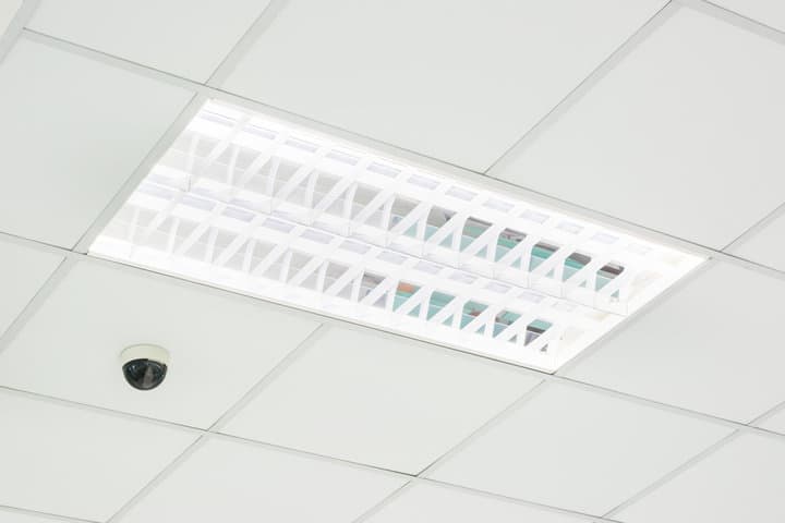 fluorescent tube light on the ceiling