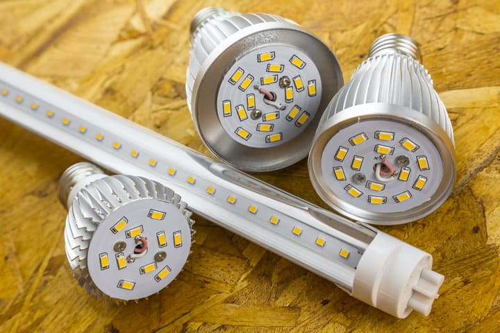 T8 LED tube and various E27 bulbs