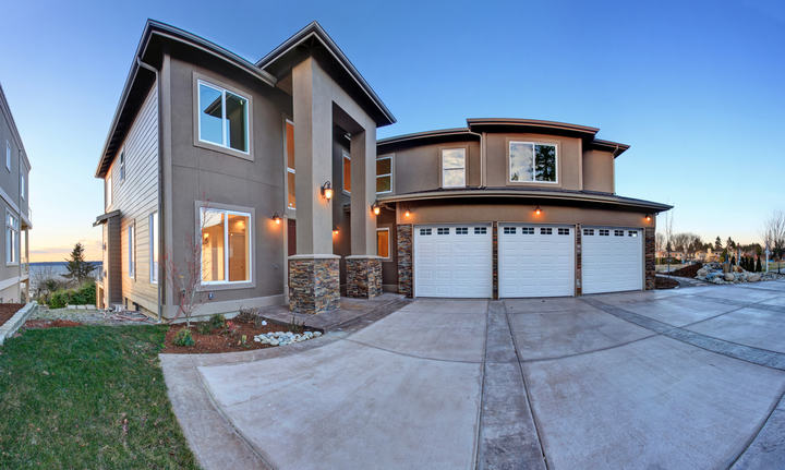 big house with porch lights