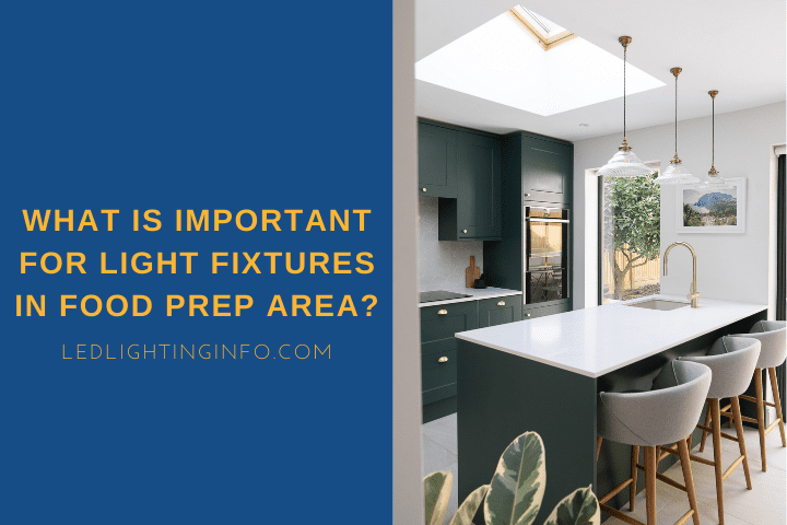 What Is Important For Light Fixtures In Food Prep Area?; white-grey kitchen with prep table, chairs and a cooker in the background