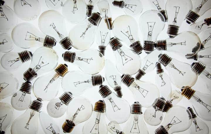 a collection of light bulbs on white background