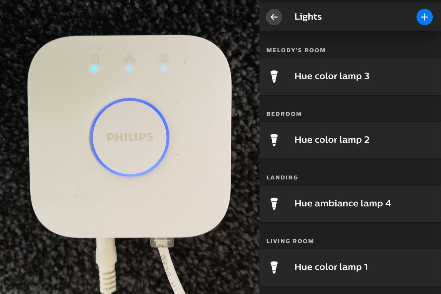 Phillips Hue bridge and the app for smart lighting