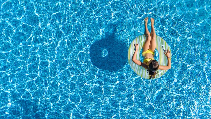 top view of woman in the pool