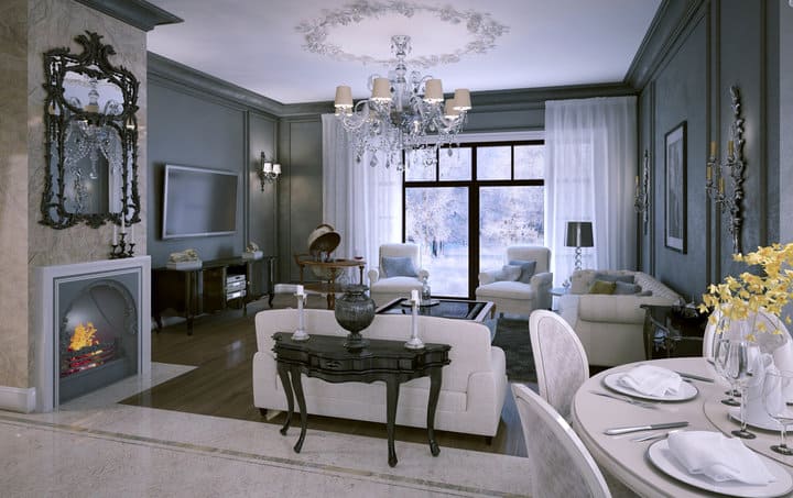 Interior living room in classic style