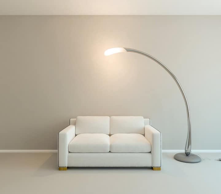 floor lamp next to white sofa