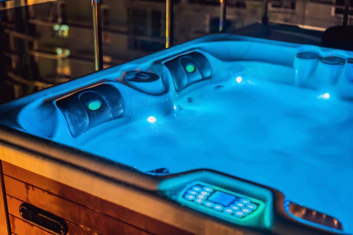 Hot tub illuminated pool